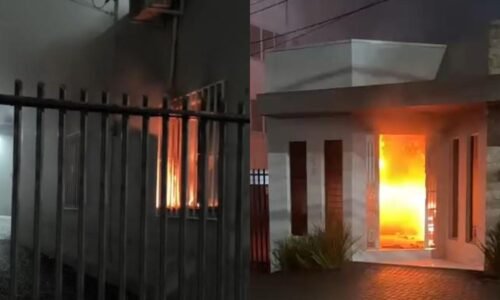Vídeos enviados à CGN mostram chamas consumindo clínica no Centro de Cascavel