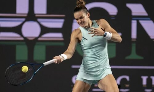 Maria Sakkari in action ahead of the WTA Linz Open.