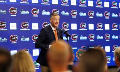What Florida AD Scott Stricklin said about CFP, softball not shaking hands at SEC spring meetings