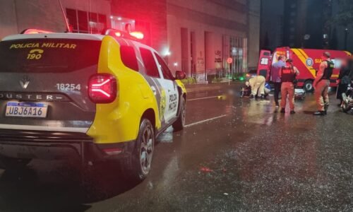 motoentregador fratura a perna em acidente no Centro de Cascavel