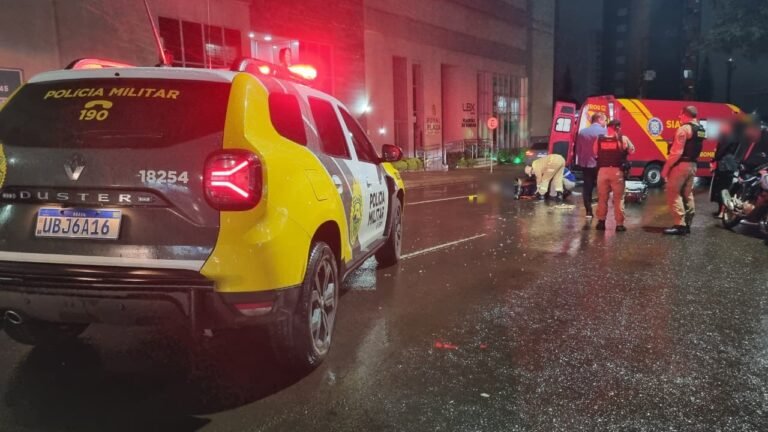 motoentregador fratura a perna em acidente no Centro de Cascavel