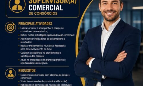 Consorville Consórcios abre vagas de emprego em Ubiratã para Consultor de Vendas e Supervisor Comercial