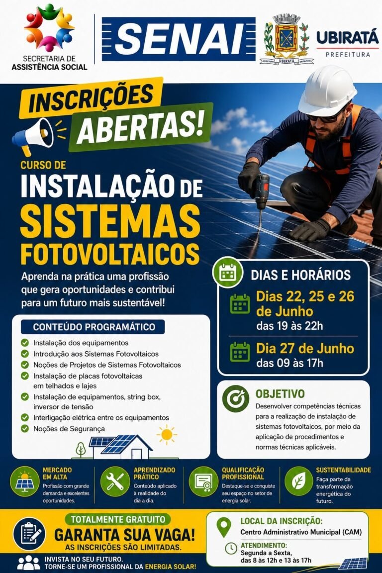 Corra e faça sua inscrição! Somente 15 vagas...