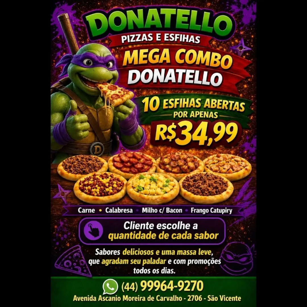 A PROMOÇÃO QUE TODO MUNDO ESTAVA ESPERANDO CHEGOU NA DONATELLO!Reúna a famíl...