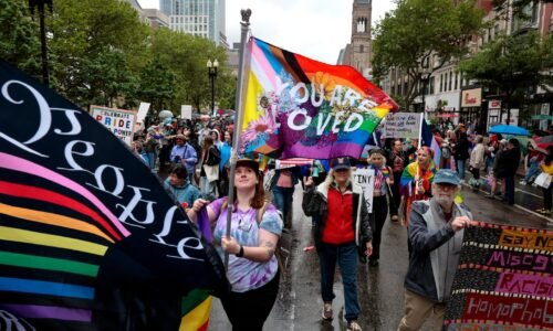 Marchers in the 2025 Pride Parade in Boston.