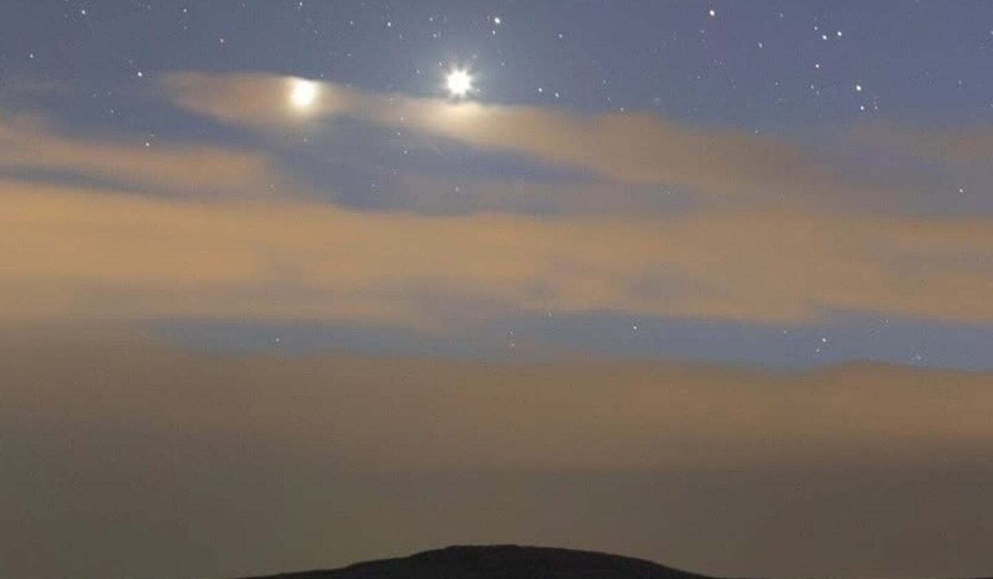 Venus and Jupiter in conjunction, as seen near the Wyoming-Utah border on June 8, 2026.