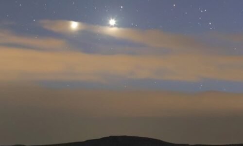 Venus and Jupiter in conjunction, as seen near the Wyoming-Utah border on June 8, 2026.
