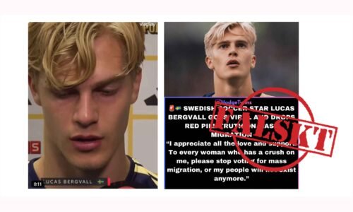 Falskt citat om "massinvandring" tillskrivs svenska fotbollsspelaren Lucas Bergvall