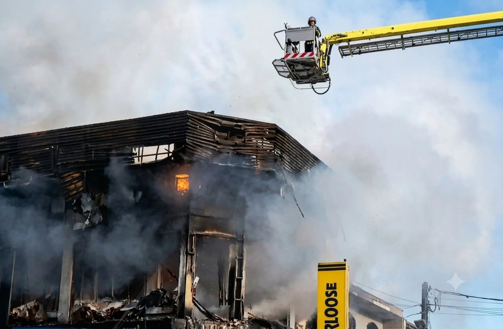 Incêndio de grandes proporções provoca destruição total de comércio no Xaxim