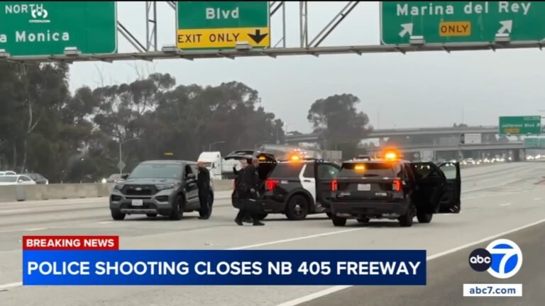 Northbound 405 Freeway in Playa Vista shut down after police chase, fatally shoot robbery suspect