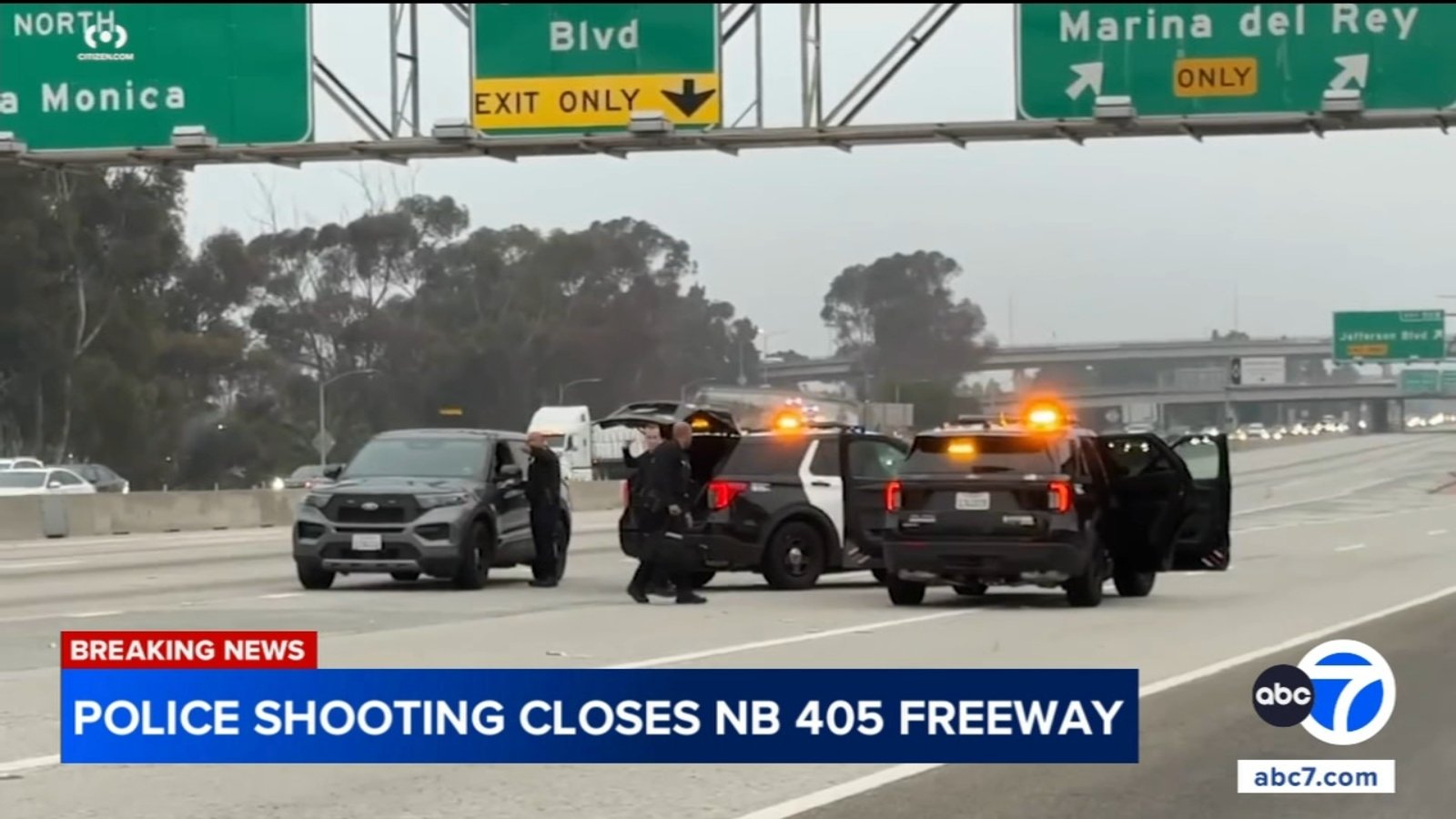 Northbound 405 Freeway in Playa Vista shut down after police chase, fatally shoot robbery suspect