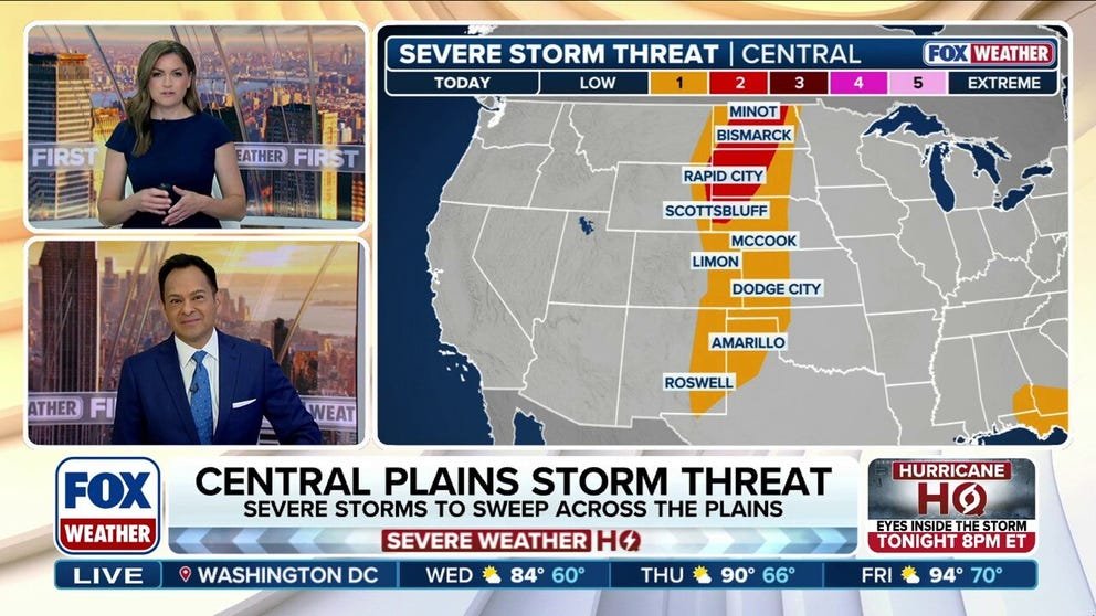 Severe storms to reignite over Plains from North Dakota to Texas with more large hail possible | Latest Weather Clips