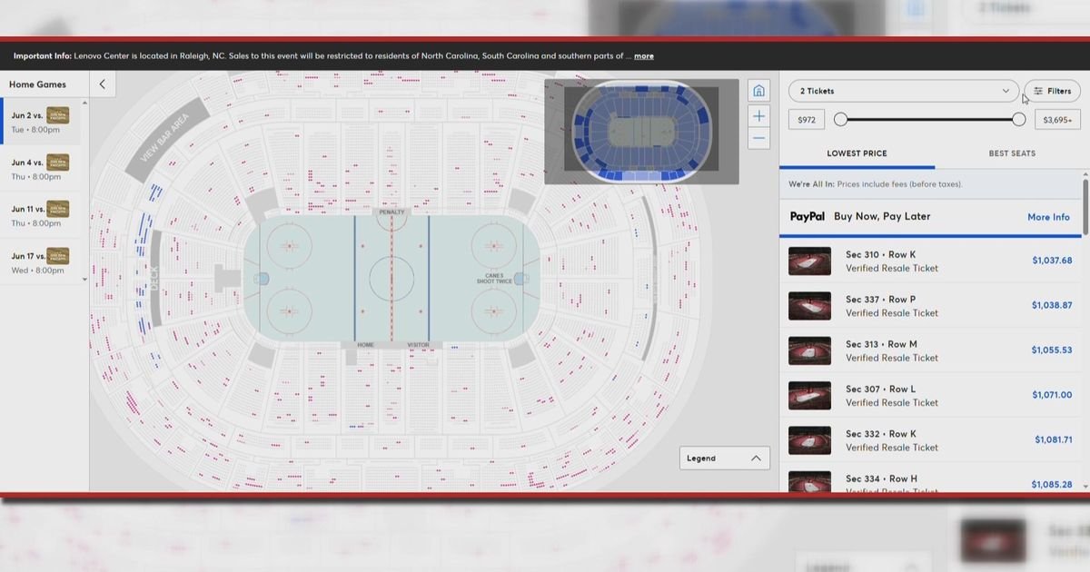 Ticketmaster, Hurricanes respond as fans shocked by steep price of Stanley Cup Final resale tickets :: WRAL.com