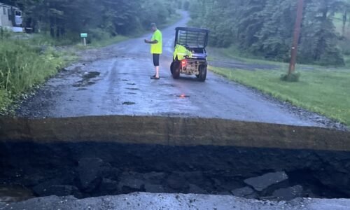 Vermont roadway washed-out during flash floods