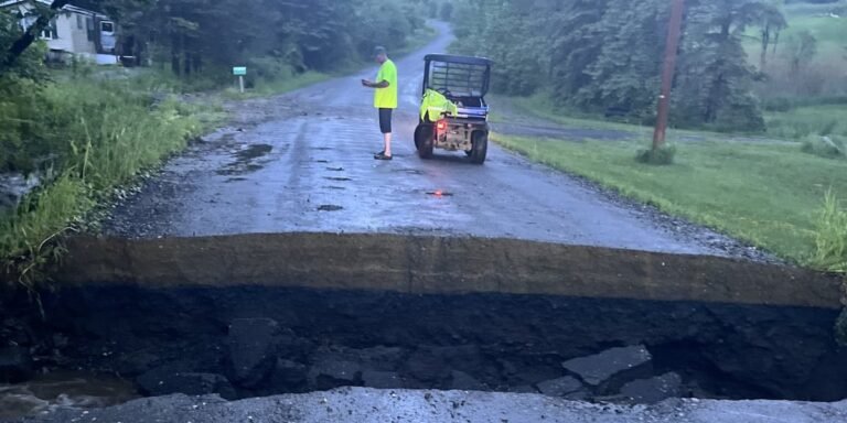 Vermont roadway washed-out during flash floods
