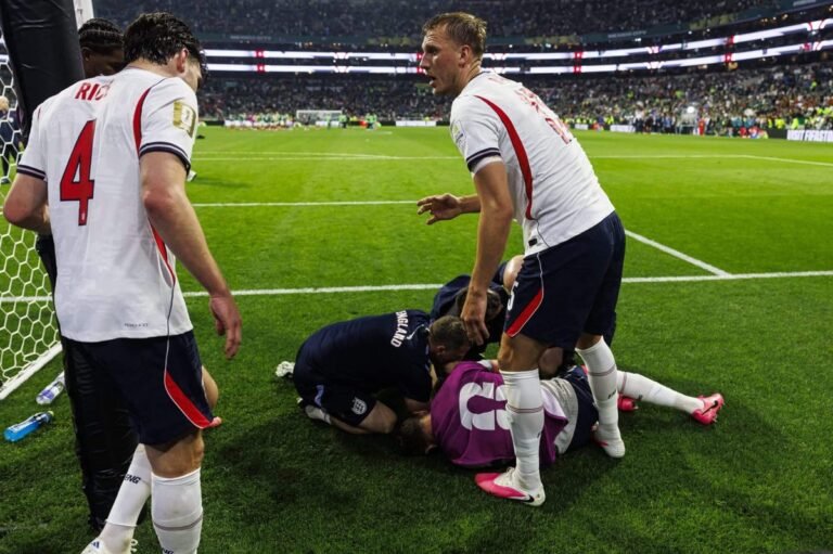 Jordan Henderson taken to hospital after injury in England’s post-game Mexico celebrations