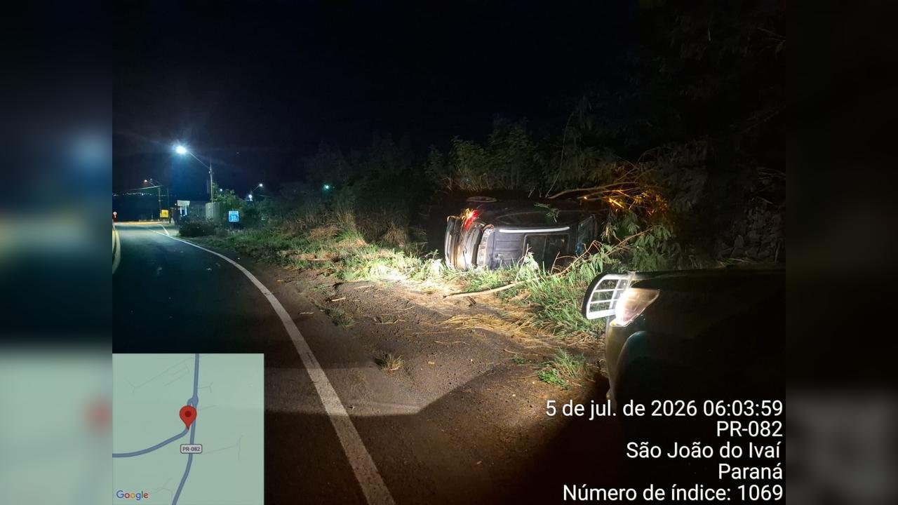 Motorista fica ferido após acidente na PR-082 em São João do Ivaí