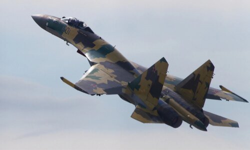 Ukrainian military releases footage of downed Russian Su-35 fighter burning after shootdown
