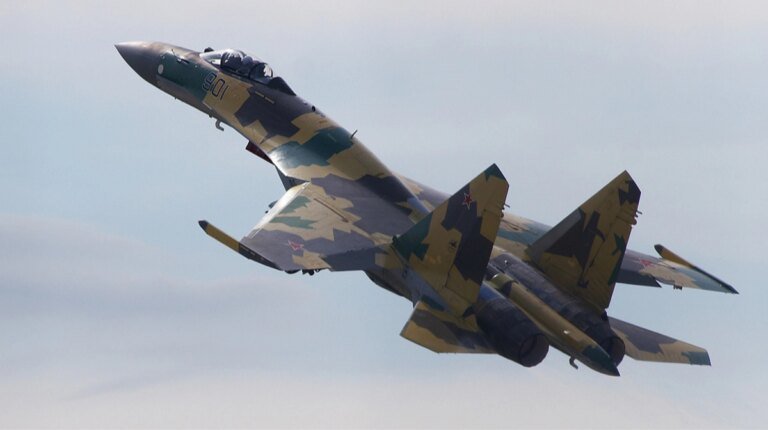 Ukrainian military releases footage of downed Russian Su-35 fighter burning after shootdown