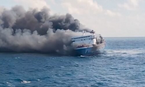 Blaze engulfs Indonesian passenger ferry off Java, leaving at least five dead