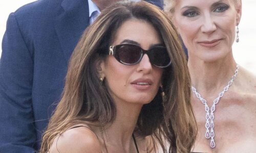 George and Amal Clooney make a rare appearance with twins Ella and Alexander as Amal stuns in elegant black dress