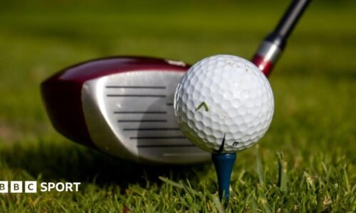 Picture showing golf driver next to a golf ball on a tee