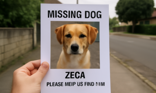Imagem representando o desaparecimento do cachorro Zeca no bairro Fag