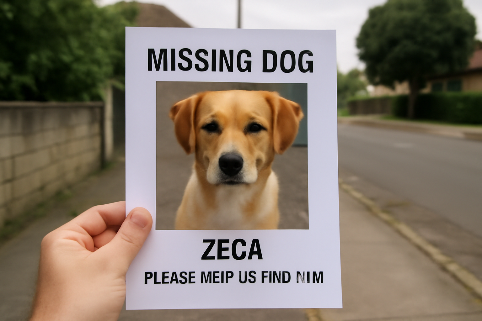Imagem representando o desaparecimento do cachorro Zeca no bairro Fag