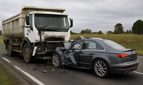 Imagem ilustrativa de motorista Audi morre colisão entre carro e caminhão na PR-090