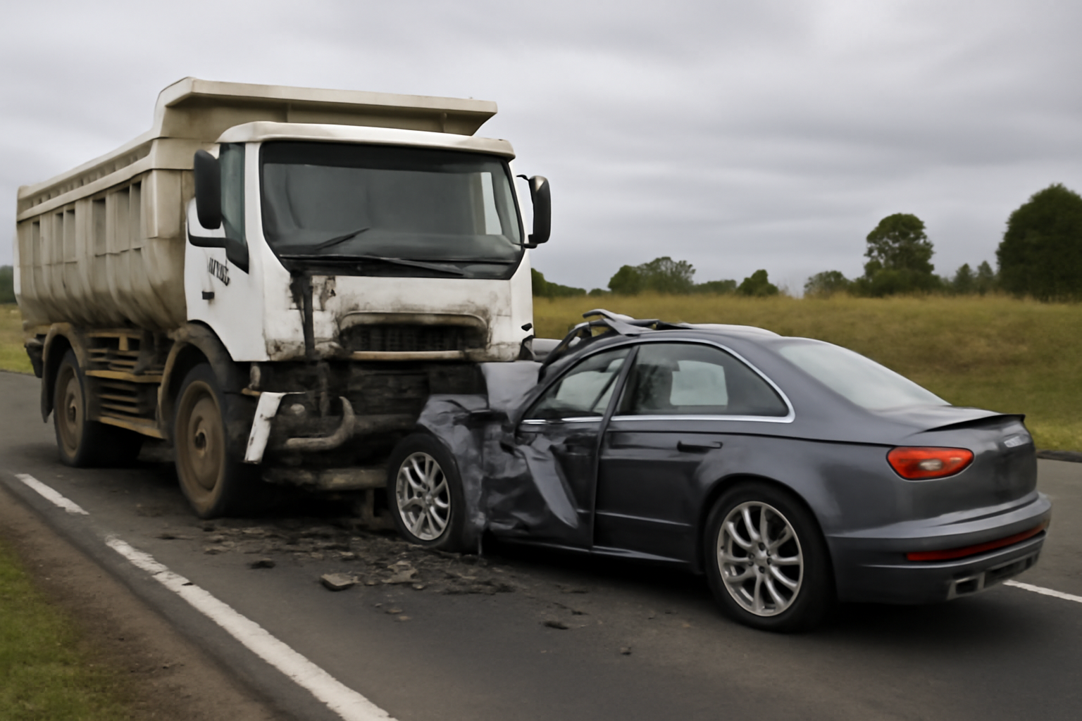 Imagem ilustrativa de motorista Audi morre colisão entre carro e caminhão na PR-090