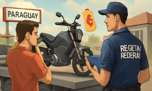 Ilustração sobre mudança fiscalização Paraguai dobra preço motos elétricas importadas