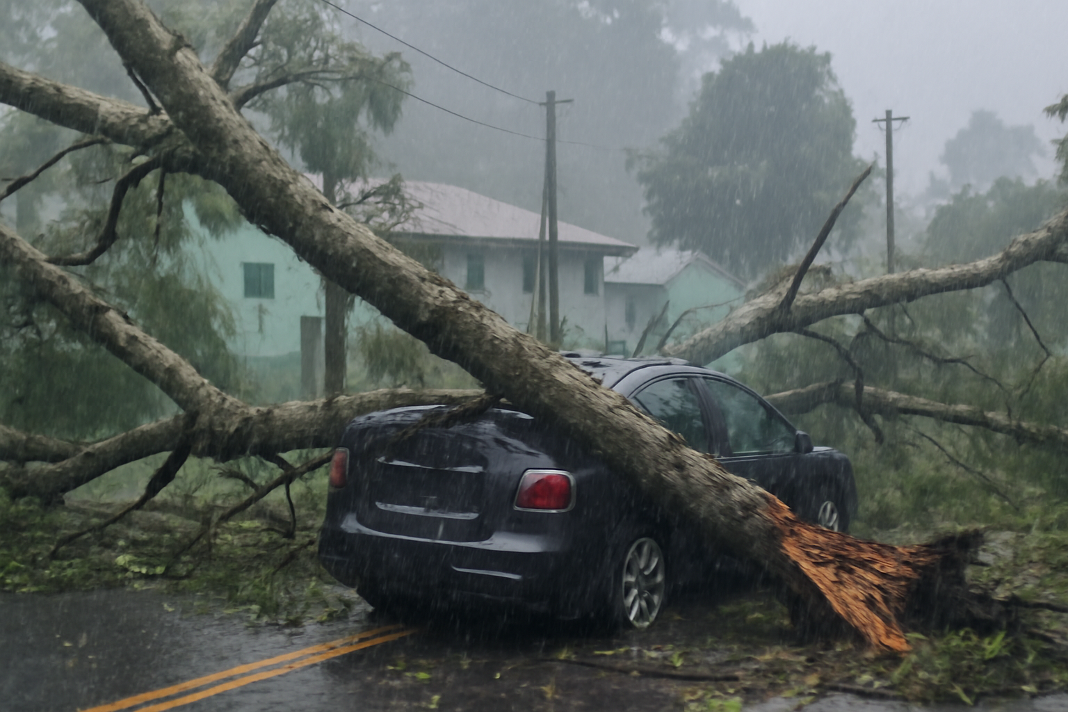 Quedas de árvores causadas por chuva intensa em Rio Branco do Sul, Colombo e Almirante Tamandaré