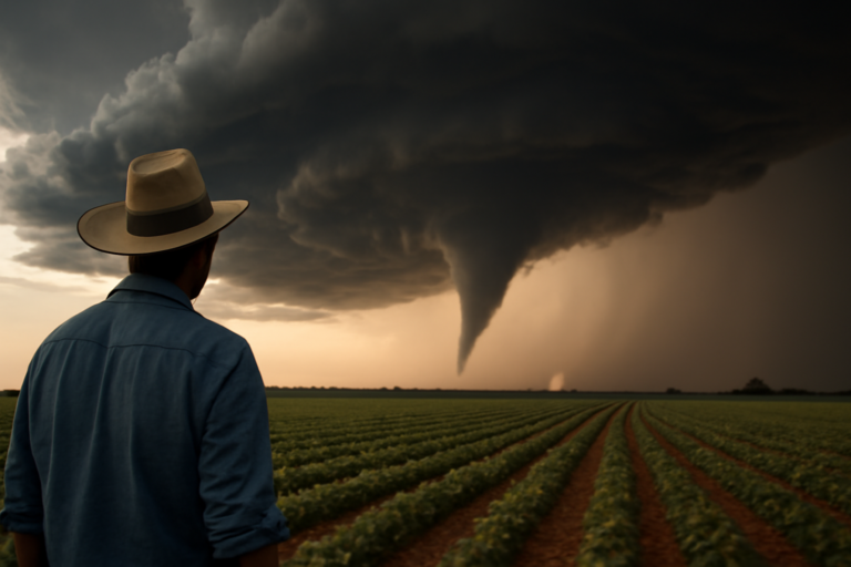 Agricultor Paraná registra supercélula com nuvem funil ameaçando tempestade