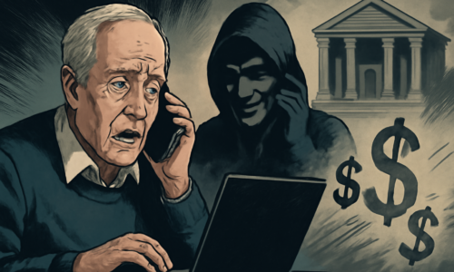 Imagem representando golpistas que usam medo urgência no golpe da falsa central bancária