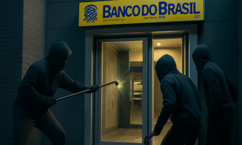 Três suspeitos encapuzados arrombam agência do Banco do Brasil em Curitiba