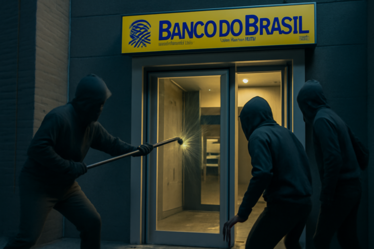 Três suspeitos encapuzados arrombam agência do Banco do Brasil em Curitiba