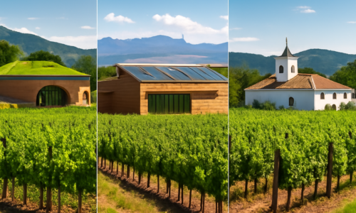 Paisagem de vinícolas sustentáveis no Chile, Espanha e Portugal, símbolo de vinho sustentável é tendência