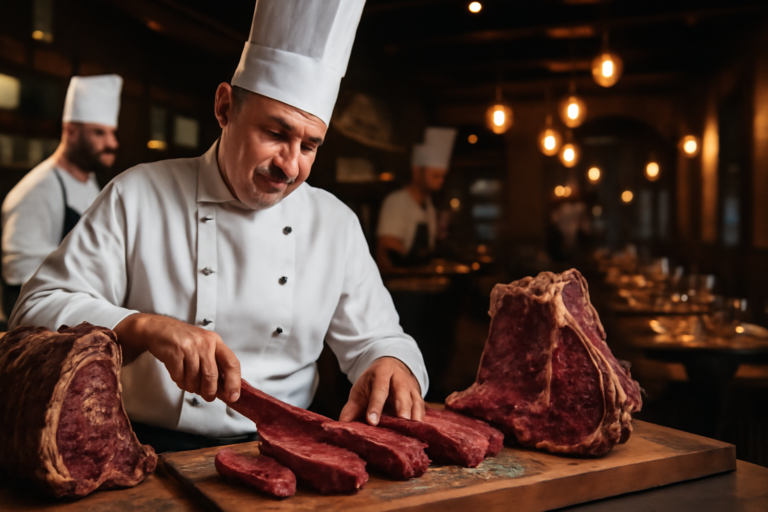 Representação de chefs grandes steakhouses adotam carne Dry Aged suculenta e macia