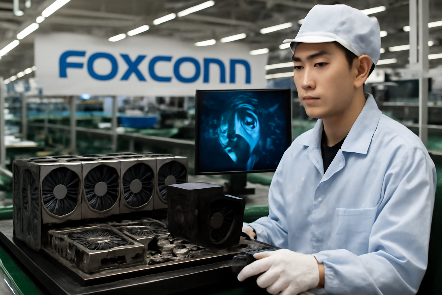 Imagem representando Foxconn registra lucro impulsionado por vendas de hardware para inteligência artificial