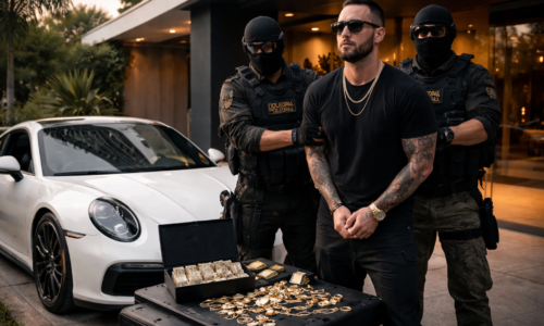 Imagem representando traficante lista vermelha Interpol preso em condomínio com Porsche e joias