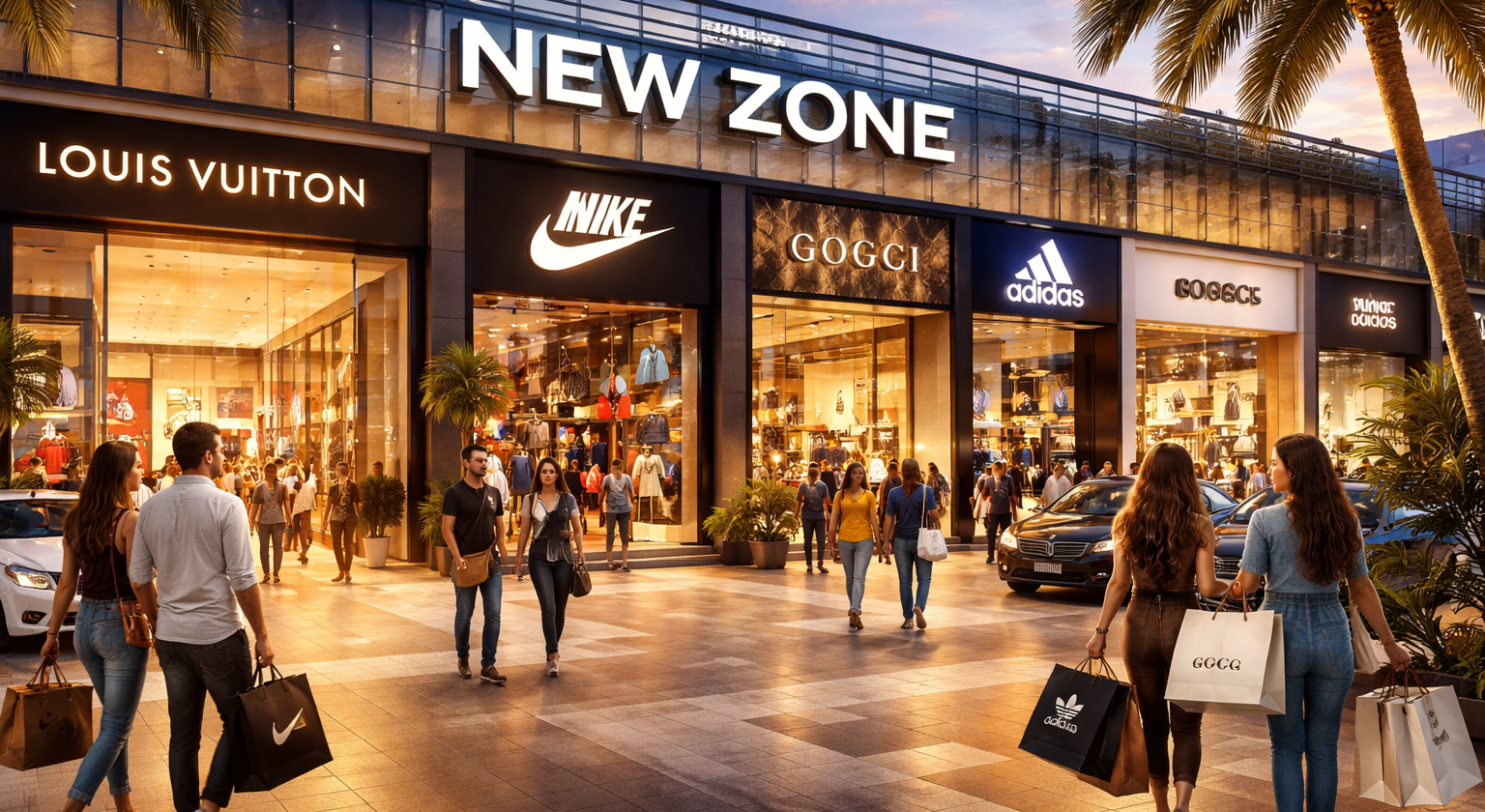 Imagem representando marcas internacionais moda esporte na New Zone, Ciudad del Este