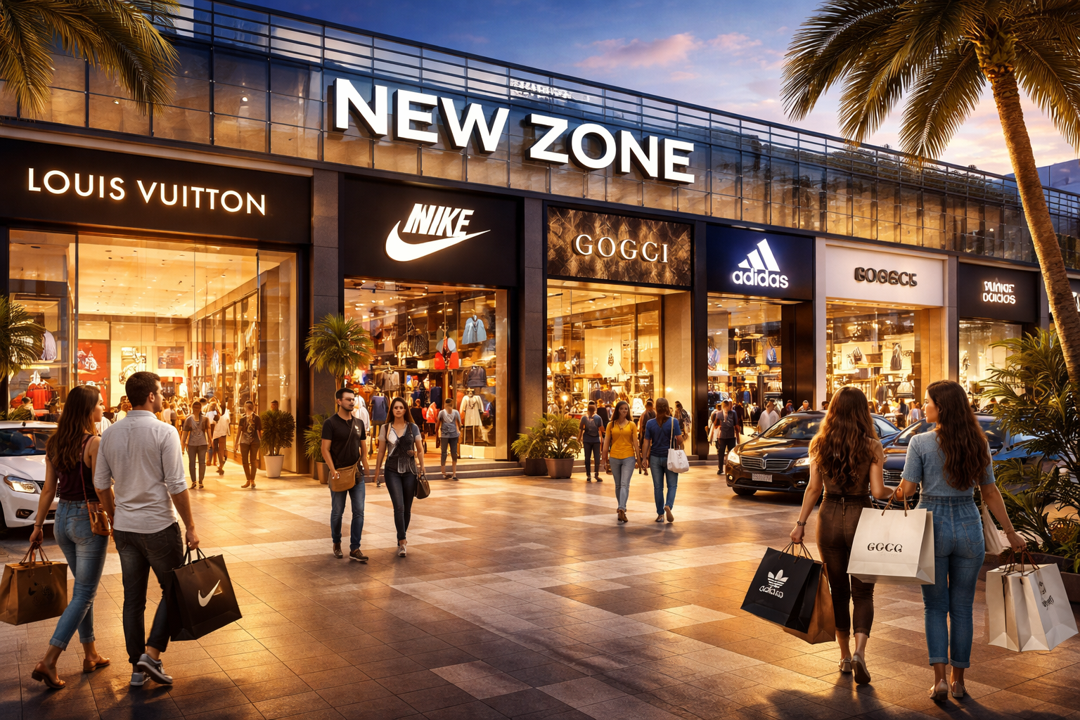 Imagem representando marcas internacionais moda esporte na New Zone, Ciudad del Este