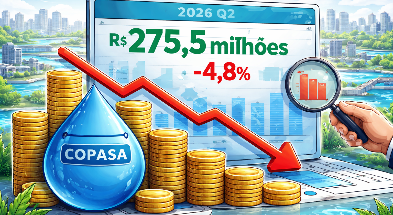 Gráfico e elementos visuais ilustrando Copasa registra lucro líquido no 2º trimestre de 2026