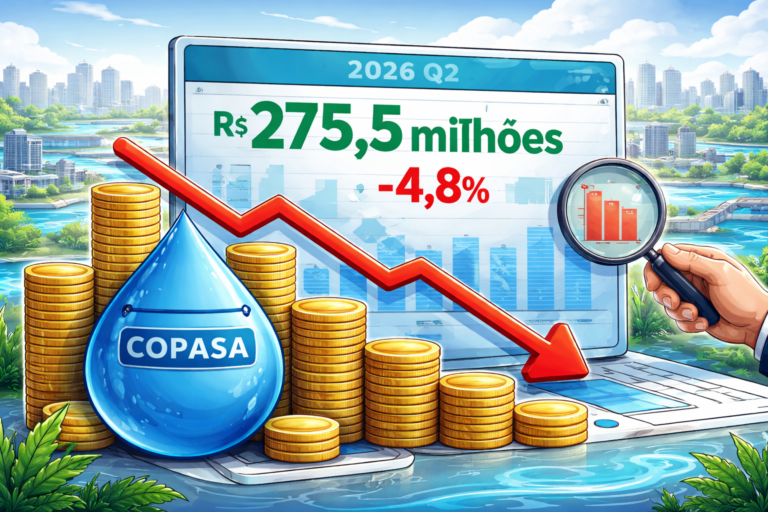Gráfico e elementos visuais ilustrando Copasa registra lucro líquido no 2º trimestre de 2026