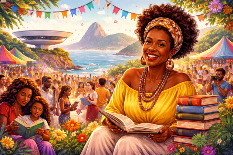 Imagem horizontal representando festa literária Niterói homenageia Lélia Gonzalez
