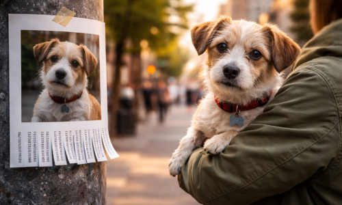 Imagem de cachorro encontrado no bairro Centro aguardando ligação do proprietário