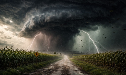 Imagem representando o Paraná sob alerta de tempestades com chuva e ventos fortes