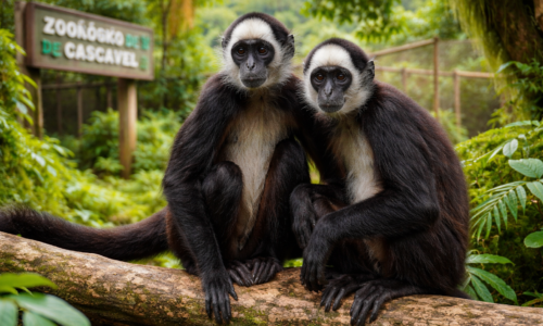 Macaco-aranha-de-testa-branca em habitat natural, zoológico cascavel recebe fêmeas