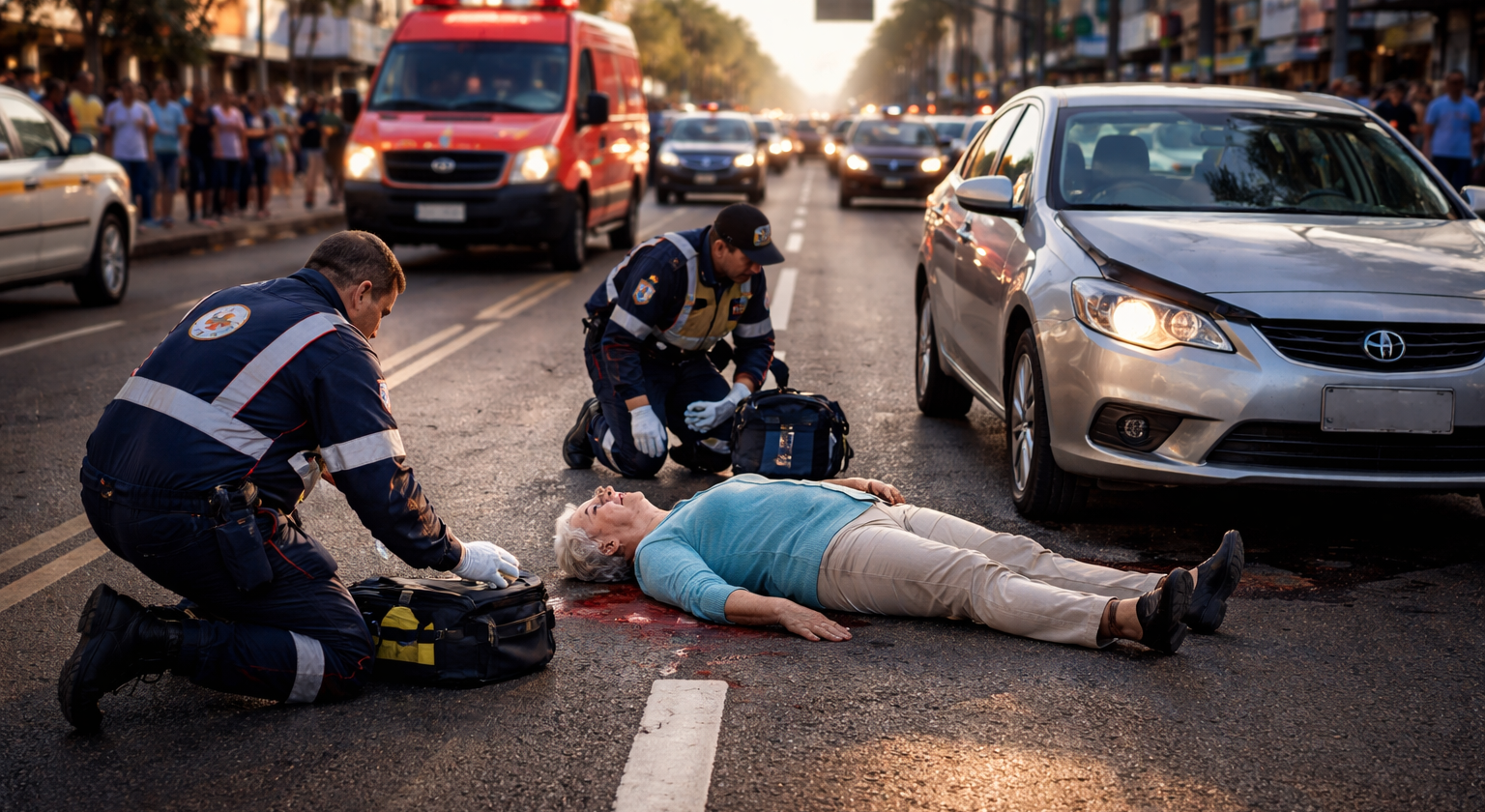 Mulher 71 anos é atropelada por carro na Avenida Brasil em Cascavel