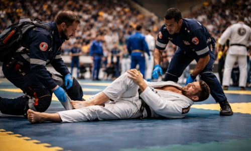 Lutador jiu jitsu fica imóvel após lesão durante competição no Paraná